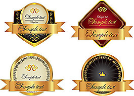 金色皇冠标签矢量素材