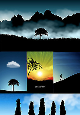 风景剪影矢量素材