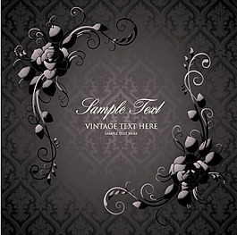 复古黑玫瑰背景矢量素材