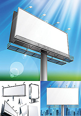 空白路边广告板矢量素材