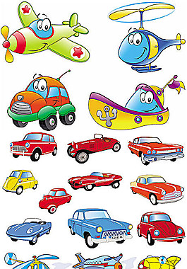 卡通可爱交通工具矢量素材