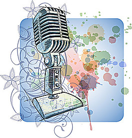 手绘麦克风矢量素材