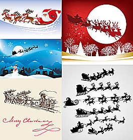 空中飞过的圣诞老人矢量素材