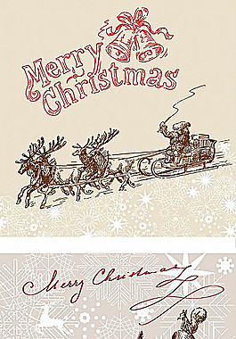 两款淡雅圣诞节速写风格明信片矢量素材