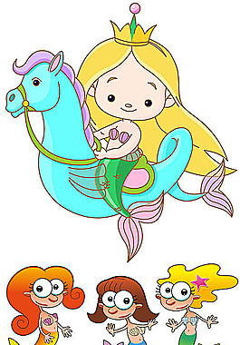 卡通美人鱼矢量素材