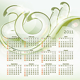 绿色2011年历背景矢量素材