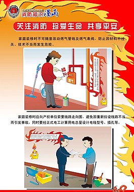 消防安全宣传画消防知识漫画