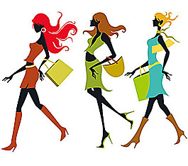 女孩shopping插图矢量素材