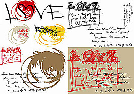 涂鸦风格love明信片