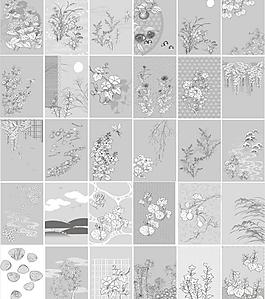 线条花草背景图片