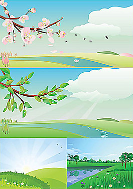 绿色大自然矢量插图