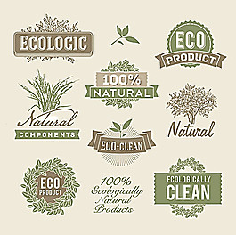 风格自然元素标签矢量素材