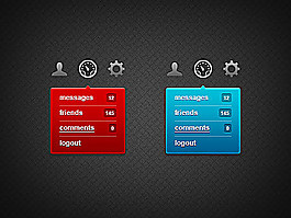 藍色個人頁面設計psd網頁組件工具彈出設置框應用程序紅色設置頁面psd