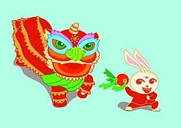 小兔舞狮图片