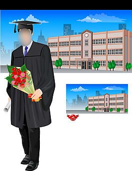 高精写实矢量毕业人物