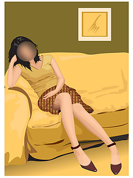 手撑著头坐在沙发上的女人