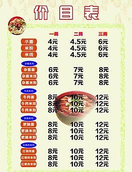 价目表图片