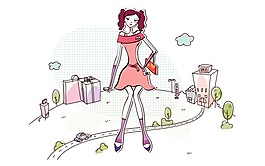 坐着的时尚女孩