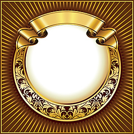 复古金色丝带相框矢量