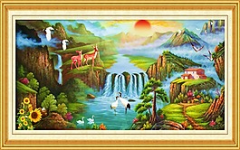 油画山水风景素材下载