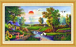 油画休闲场所装饰风景素材下载