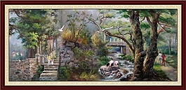 山村风景油画素材下载