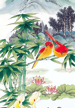 山水花鸟油画