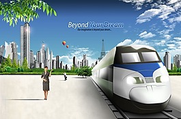 动车系列展板广告背景图