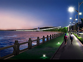 城市海岸夜色风光PSD分层模板