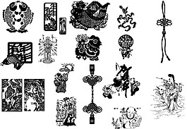 多个传统剪纸矢量素材