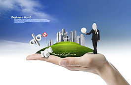 掌上商务商务科技商务人士蓝天白云