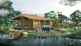 水乡田园风光PSD分层模板