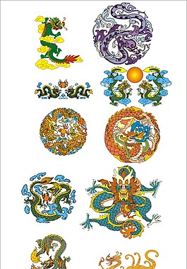 10款彩色中国龙矢量素材