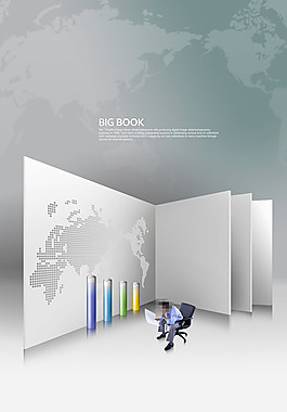 墙壁上的世界地图和商务男士