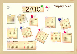 2010年可爱便签矢量年历