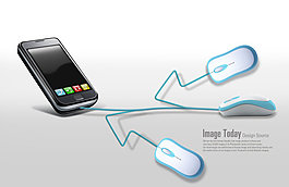 黑色手机和白色鼠标