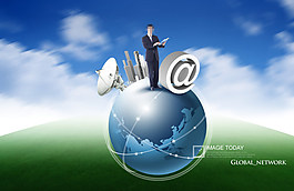 地球上的雷达和商务男士