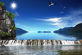 山水外景影楼背景大图