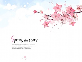 粉色桃花背景PSD源文件