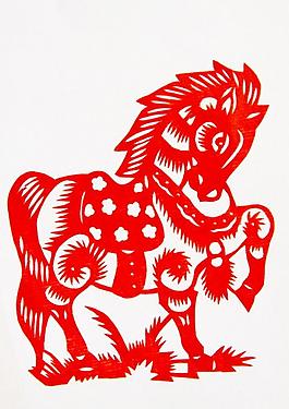 剪纸马图片