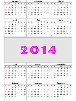 2014日历表图片