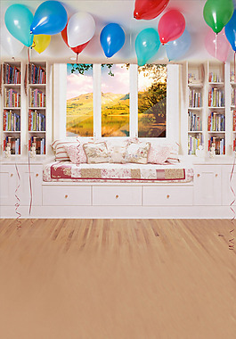 儿童气球室内背景图