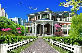 庄园蓝天背景影楼大图