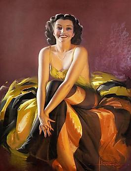 复古欧美美女插画图片