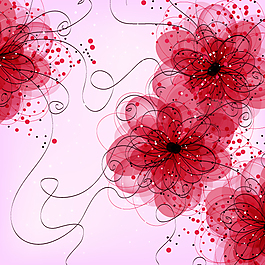 抽象花朵彩绘矢量图