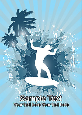 冲浪人物剪影矢量素材