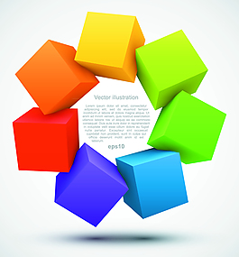 彩色立方体矢量背景