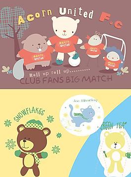 可爱卡通动物插画矢量图片