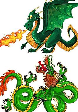 东西方龙插画图片