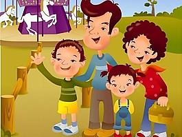 卡通家庭插画矢量素材图片